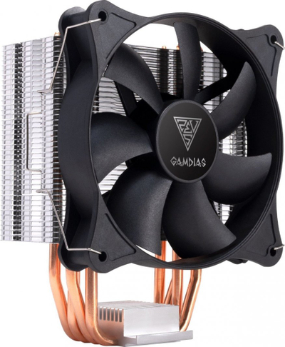 Ftohës procesori Gamdias Boreas E1-410 Mono, ventilator 120mm, ajër i ftohtë, i zi