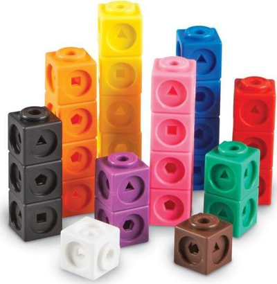 Lodër mësimore Learning Resources Mathlink Cubes, set me 100 kuba, me shumë ngjyra