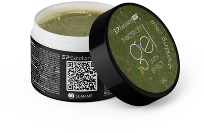Гел градител Excellent PRO Thixotropy SPARKLING OLIVE, 15g, сјаен ефект, зелен