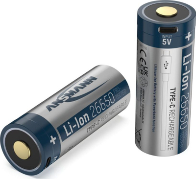 Bateri e rikarikueshme Ansmann Li Ion 26650 1307 0012, 5100mAh, 3.6V, me Micro USB