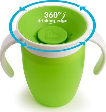 Gotë trajnimi Munchkin Miracle 360 me doreza, 207ml, për 6m+, jeshile