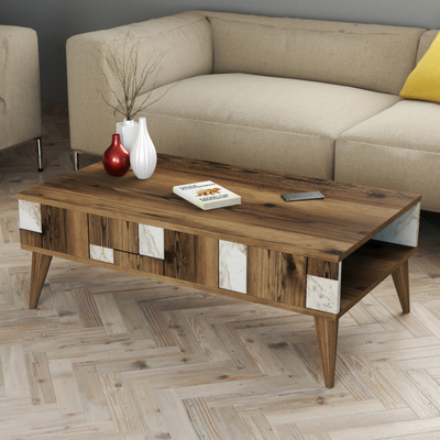 Tavolinë dhome dite Hommy Craft Madrid, 105x37.6x60 cm, e bardhë arrë