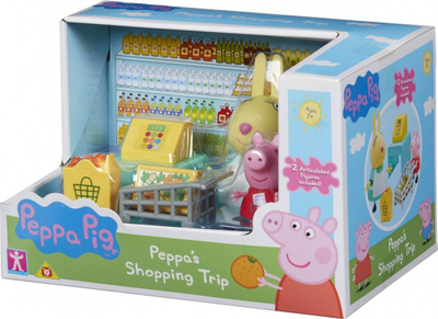 Set lodrash Peppa Pig, Peppa në pazar, 2 figura, supermarket, shumëngjyrëshe