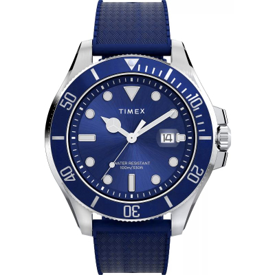 Ora burrash Timex Harborside Coast TW2Y05000, quartz, rezistente ndaj ujit 100m, blu