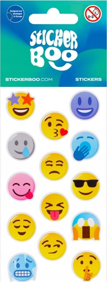 Декоративни налепници Sticker Boo Emojis, лист 18x7cm, повеќебојни