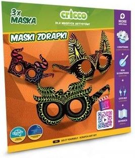 Set kreativ maska gërvishtëse Cricco DIY, 3 copë, për fëmijë, shumëngjyrësh