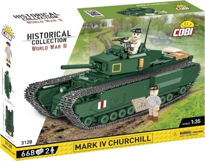 Lodër ndërtimi Cobi Historical Collection Mark IV Churchill, set tank historik, model për koleksion