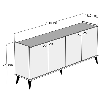 Komodë melamine pamje mermeri 180×41×77,8 cm (HM9045.01), zezë