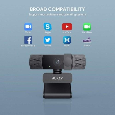 Webcam Aukey PC LM7, Full HD 1080p, me dy mikrofona, i zi