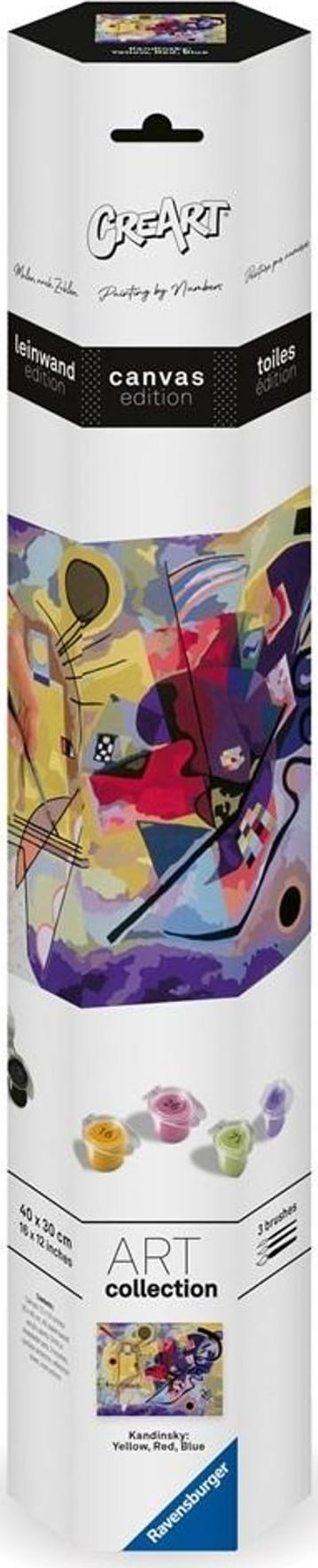 Set pikture me numra Ravensburger CreArt Kandinsky Yellow Red Blue, kanavacë 40x20cm, nga mosha 14 vjeç