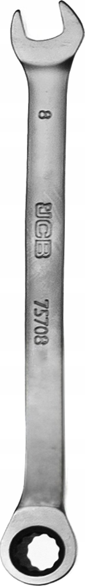 Çelës kombinim me racë JCB 75708, 8mm, çelik Cr‑V, argjendtë