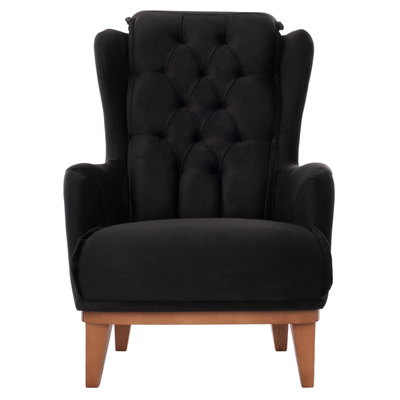Fotel bergere Bennington Velvet HM9313.01, 75x100x100 cm, kadife, e zezë