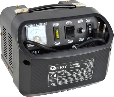 Полнач за батерии Geko CB-20, 12/24V, 60-240Ah, црн
