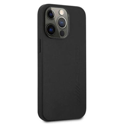 Futrollë telefoni AMG Big Signature Logo, për iPhone 13 Pro 6.1", lëkurë, e zezë