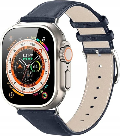 Rrip ore Apple Watch Dux Ducis YS, lëkurë natyrale, 42 44 45 49mm, blu