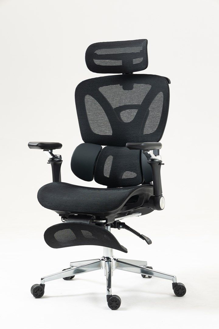 Karrige zyre ergonomike Activejet YK848 BK, me mbështetëse lumbare, me mbështetëse këmbësh, e zezë
