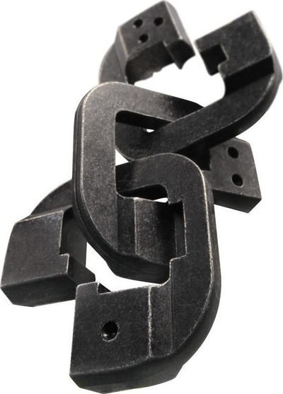 Enigmë metalike Huzzle Cast Puzzle Chain, niveli ma i vështirë, 3 pjesë, e zezë