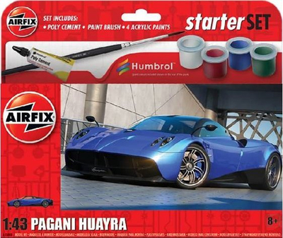 Set modelimi Airfix Starter Set Pagani Huayra, lodër makine, shumëngjyrëshe