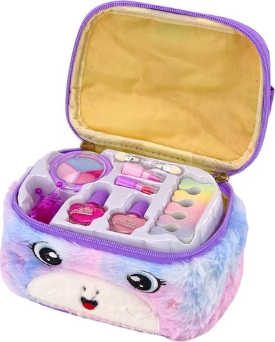 Set kozmetik për vajza LEAN TOYS Plusz, çantë pelushi, 17x12.5x9cm, rozë blu