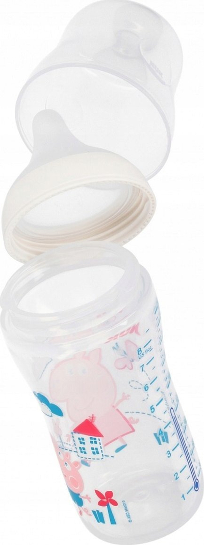 Biberon NUK Perfect Match Peppa Pig, Temperature Control, 260ml, shumëngjyrësh