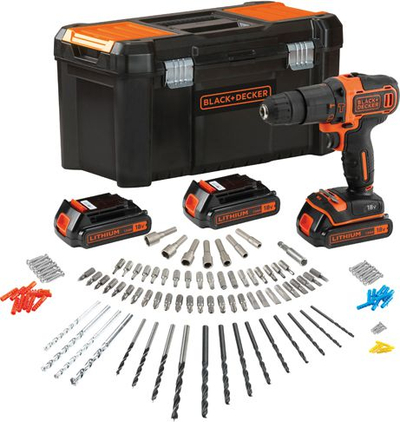 Trapano me goditje Black &amp; Decker BDCHD181B3A, 18V, set me 3 bateri, portokalli e zi