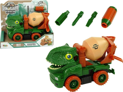 Lodër kamion mikser dinosaur Lean Sport, për çmontim dhe montim, me kaçavidë, jeshile