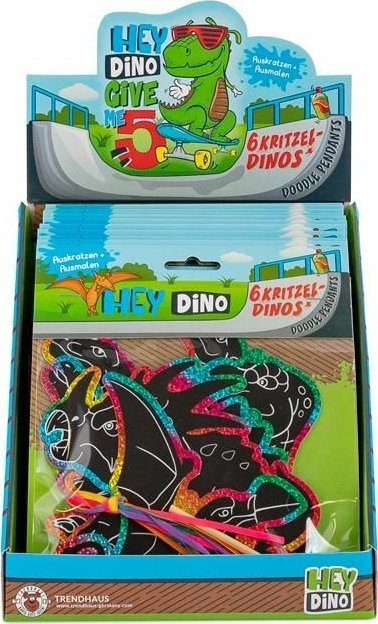 Set kreativ për vizatim Trendhaus Scratch Art Hey Dino, fletë me dinosaurë, shumëngjyrësh