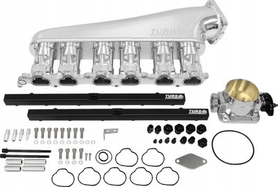 Kolektor marrës TurboWorks 2JZ GTE, me fuel rail, alumini, argjendtë