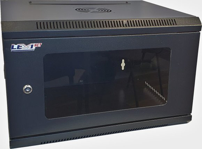 Kabinet muri LEXI Net 19" 12U, 600x450 mm, me derë xhami, i zi