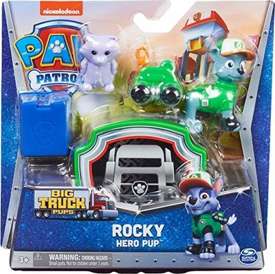 Figurë loje PAW Patrol Rocky Hero Pup Big Truck Pups, 6.5cm, me aksesorë, me shumë ngjyra