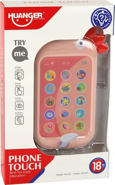 Lodër telefon edukativ Leantoys Phone Touch, me drita edhe tinguj, me pulë rozë