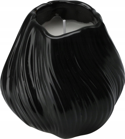 Kandil dekorativ porcelani, 9 cm, formë valëzuar, i zi