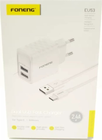 Karikues Foneng EU53, 2xUSB-A, 2.4A, i bardhë