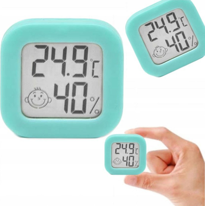 Stacion moti Trusty Mini, termometër dhe higrometër dixhital, kompakt 4.3x4.3cm, ngjyrë mint