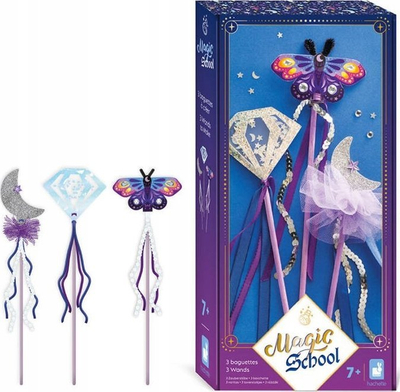 Set për me bo vetë shkopinj magjikë Janod Magic School, 3 shkopinj, 7+, vjollcë