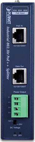 Splitter rrjeti PoE PLANET IPOE-173S, 70W, industrial IP30, i kaltër