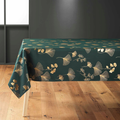 Mbulesë tryeze Douceur d'intérieur Blooming, drejtkëndore 150 x 300 cm, poliester, jeshile