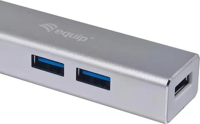 Hub USB Equip USB C në 4 porta USB 3.0, kompakt, gri