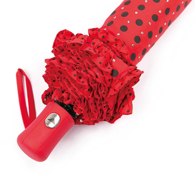 Çadër e palosshme Blooming Brollies Polka Dot, Frills & Sparkles, e kuqe