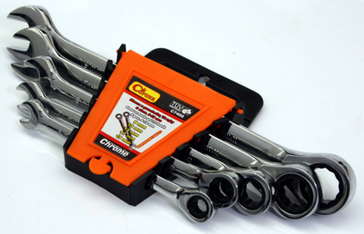 Set çelësash kombinim me ratchet Richmann C7400, 5 copa 8-19mm, 72 dhëmbë, ngjyrë argjendtë