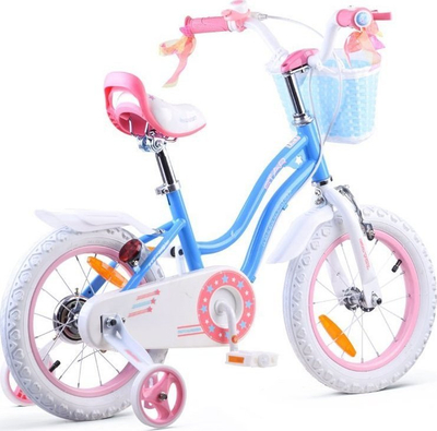 Biçikletë për goca RoyalBaby Star Girl RB14G-1, 14", me rrota ndihmëse, blu