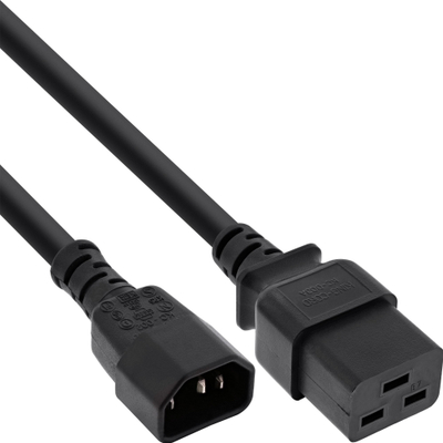 Kabllo adaptuese fuqie InLine, IEC C14 në C19, 1m, 3x1.5mm², e zezë