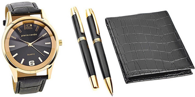 Set Pierre Cardin, orë dore + 2 stilolapsa + kuletë