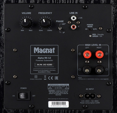 Nënvufer Magnat Alpha RS12, 120W, 30cm, i zi