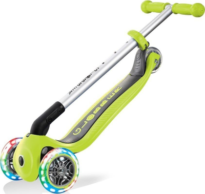 Trotinet për kalamaj Globber Primo Foldable Lights, 3 rrota, me drita LED, jeshil