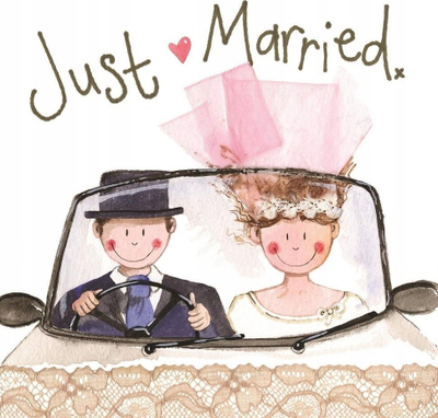 Kartolinë urimi Teka Wedding Card S89 Just Married Car, 160 x 160 mm, me zarf, e bardhë