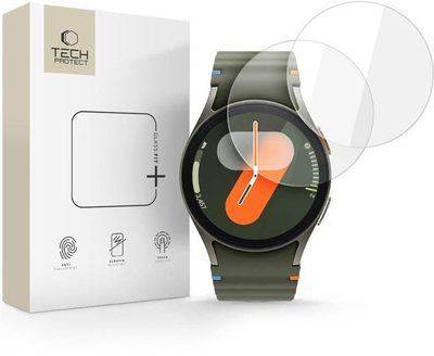 Xham mbrojtës Tech-Protect Glass Fit Plus, Samsung Galaxy Watch 4 5 6 7 FE 40mm, set 2 copë, transparent