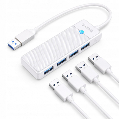 Hub USB Orico PAPW4A-U3, 4 porte USB-A 3.0, 1.8 m, i bardhë