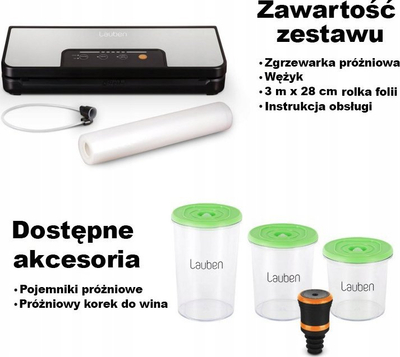 Aparat vakumimi Lauben Vacuum Sealer 60SB, 110W, gjerësi 30 cm, i zi