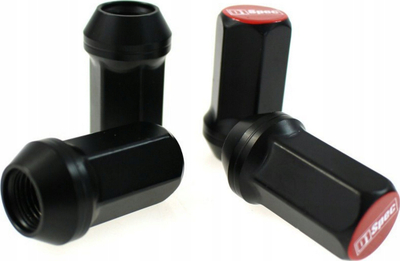 Dado rrotash D1SPEC Forged Alu M12x1.25, set, të zeza me të kuqe